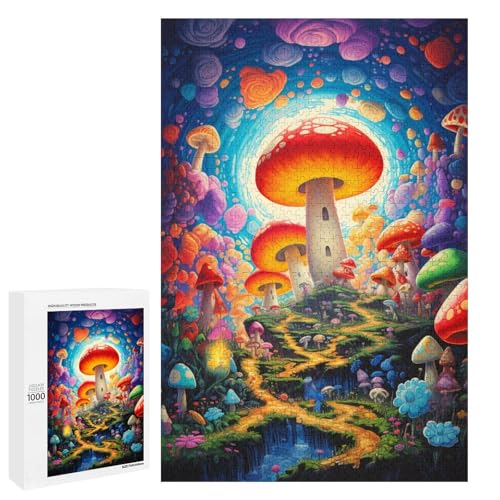 1000 teiliges Puzzle Psychedelische Pilze für Erwachsene Holzpuzzle anspruchsvolles Spiel (75 x 50 cm) von linghhiming