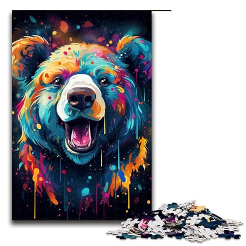 1000 teiliges Puzzle Psychedelischer Farbbär Puzzle für Erwachsene Holzpuzzle Familienspiel 1000 Teile (75 x 50 cm) von linghhiming