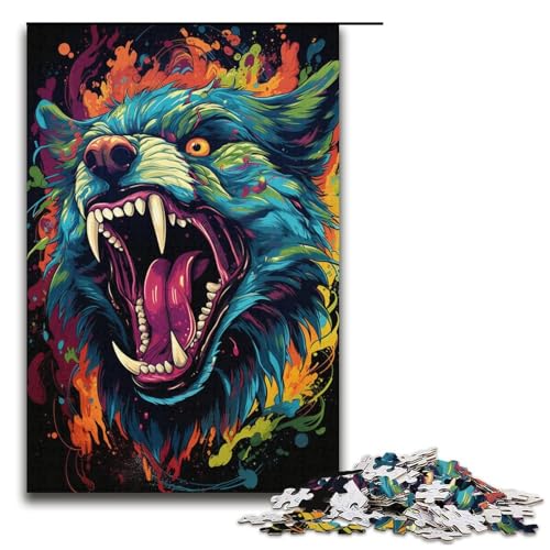 1000 teiliges Puzzle Psychedelisches buntes Tier Papierpuzzle Lernspiele Heimdekoration 1000 Teile (38 x 26 cm) von linghhiming