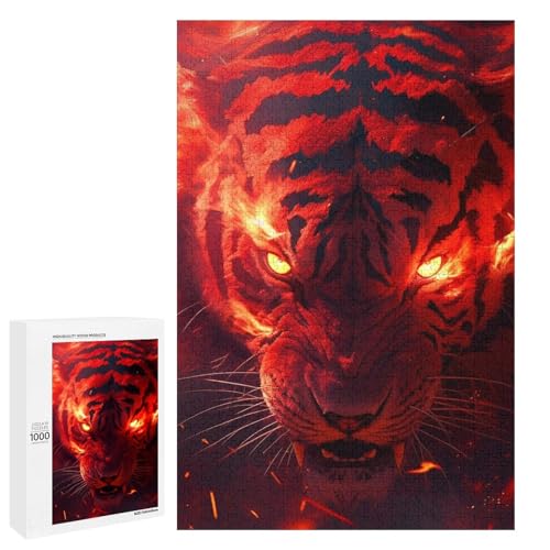 1000 teiliges Puzzle Red Tigers für Erwachsene und Kinder Holzpuzzle pädagogisches Spielzeug zum Stressabbau (75 x 50 cm) von linghhiming