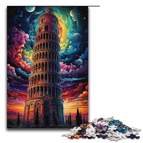 1000 teiliges Puzzle Schiefer Turm von Pisa Italien Papierpuzzle Lernspiele Heimdekoration 1000 Teile (38 x 26 cm) von linghhiming