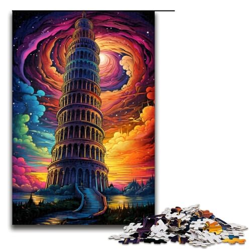 1000 teiliges Puzzle Schiefer Turm von Pisa Italien für Erwachsene Holzpuzzle anspruchsvolles Spiel 1000 Teile (75 x 50 cm) von linghhiming