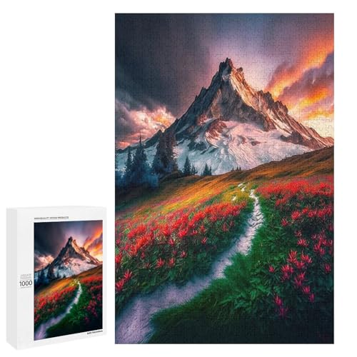 1000 teiliges Puzzle Schneeberg für Erwachsene und Kinder Holzpuzzle pädagogisches Spielzeug zum Stressabbau (75 x 50 cm) von linghhiming