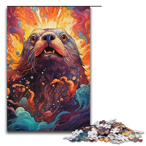 1000 teiliges Puzzle Seelöwen Malerei Puzzle für Erwachsene Papierpuzzle anspruchsvolles Spiel 1000 Teile (38 x 26 cm) von linghhiming