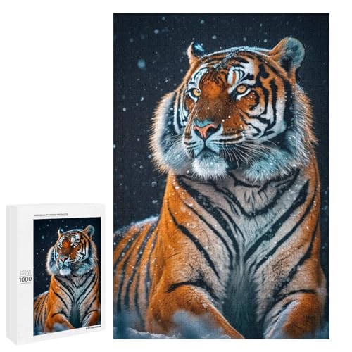 1000 teiliges Puzzle Sibirische Tiger für Erwachsene und Kinder Holzpuzzle pädagogisches Spielzeug zum Stressabbau (75 x 50 cm) von linghhiming