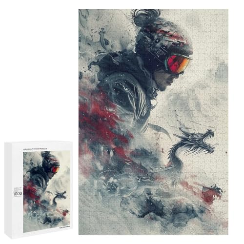 1000 teiliges Puzzle Snowboard Puzzle für Erwachsene und Kinder Holzpuzzle pädagogisches Spielzeug zum Stressabbau (75 x 50 cm) von linghhiming