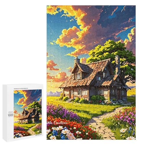1000 teiliges Puzzle Sommerlandschaft Puzzle für Erwachsene und Kinder Holzpuzzle pädagogisches Spielzeug zum Stressabbau (75 x 50 cm) von linghhiming