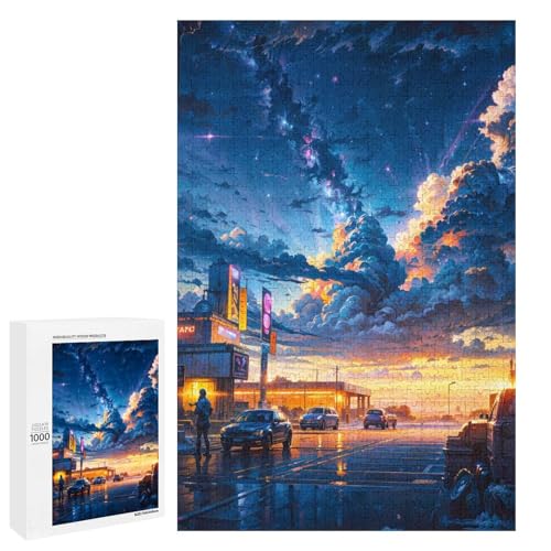 1000 teiliges Puzzle Sonnenuntergang nach dem Regen für Erwachsene und Kinder Holzpuzzle pädagogisches Spielzeug zum Stressabbau (75 x 50 cm) von linghhiming