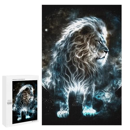 1000 teiliges Puzzle Spektraler Löwe für Erwachsene Holzpuzzle anspruchsvolles Spiel (75 x 50 cm) von linghhiming