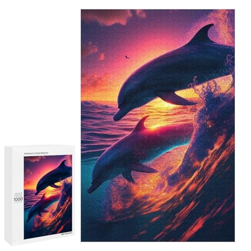 1000 teiliges Puzzle Springender Delfin für Erwachsene und Kinder Holzpuzzle pädagogisches Spielzeug zum Stressabbau (75 x 50 cm) von linghhiming