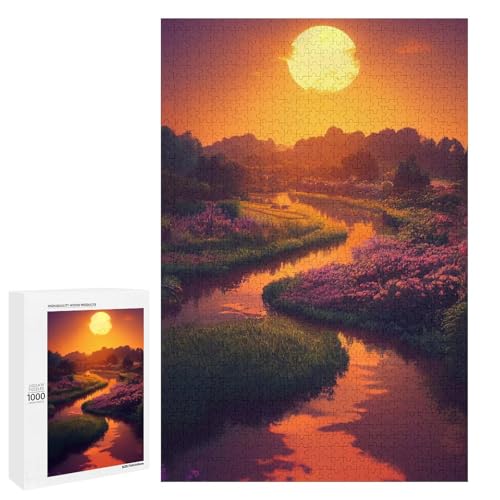 1000 teiliges Puzzle Sunset Boulevard für Erwachsene Holzpuzzle anspruchsvolles Spiel (75 x 50 cm) von linghhiming