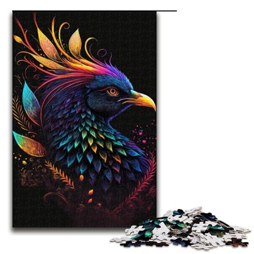 1000 teiliges Puzzle Tier Phönix Puzzle für Erwachsene Holzpuzzle anspruchsvolles Spiel 1000 Teile (75 x 50 cm) von linghhiming