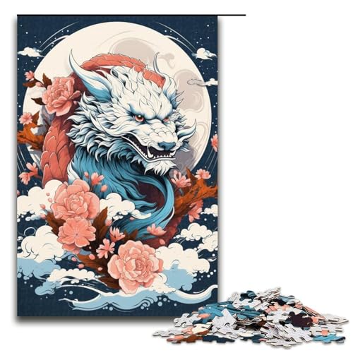 1000 teiliges Puzzle Tier und Drachen Puzzle Holzpuzzle Familienspiel 1000 Teile (75 x 50 cm) von linghhiming