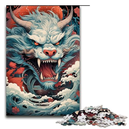 1000 teiliges Puzzle Tier und Drachen Puzzle Holzpuzzle Familienspiele 1000 Teile (75 x 50 cm) von linghhiming