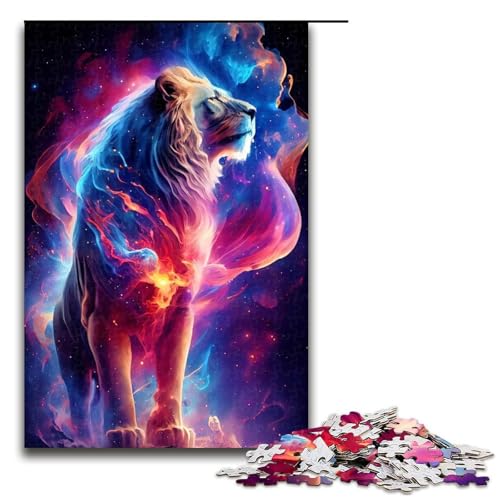 1000 teiliges Puzzle Tiernebel Löwe Puzzle für Erwachsene Holzpuzzle Familienspiel 1000 Teile (75 x 50 cm) von linghhiming
