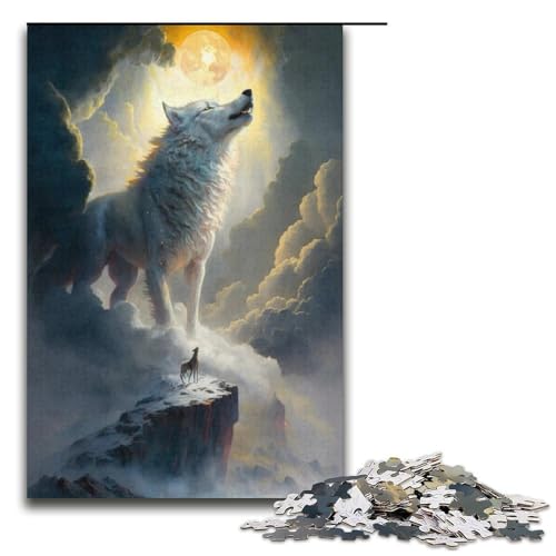 1000-teiliges Puzzle Tiernebel Wolf Puzzle für Erwachsene Papierpuzzle anspruchsvolles Spiel 1000 Teile (38 x 26 cm) von linghhiming
