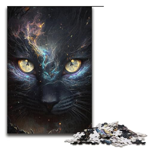 1000 teiliges Puzzle Tieruniversum Schwarze Katze für Kinder Papierpuzzle Heimkunstdekor 1000 Teile (38 x 26 cm) von linghhiming