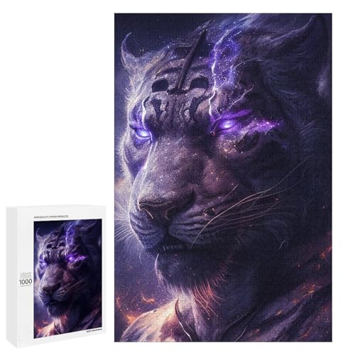 1000 teiliges Puzzle Tiger Warrior für Erwachsene Holzpuzzle anspruchsvolles Spiel (75 x 50 cm) von linghhiming