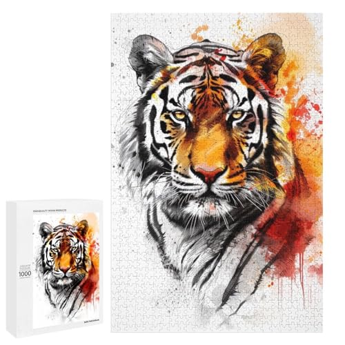 1000 teiliges Puzzle Tiger für Erwachsene und Kinder Holzpuzzle pädagogisches Spielzeug zum Stressabbau (75 x 50 cm) von linghhiming