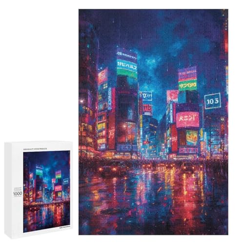 1000 teiliges Puzzle Tokio Japan Puzzle für Erwachsene und Kinder Holzpuzzle pädagogisches Spielzeug zum Stressabbau (75 x 50 cm) von linghhiming