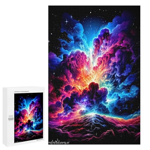 1000 teiliges Puzzle Vulkanwolkensturm für Erwachsene und Kinder Holzpuzzle pädagogisches Spielzeug zum Stressabbau (75 x 50 cm) von linghhiming