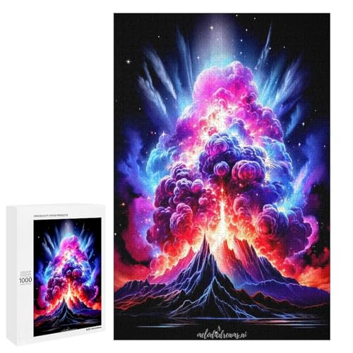 1000 teiliges Puzzle Vulkanwolkensturm für Erwachsene und Kinder Holzpuzzle pädagogisches Spielzeug zum Stressabbau (75 x 50 cm) von linghhiming