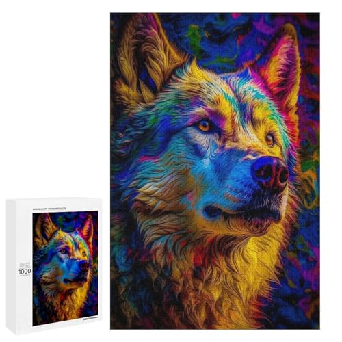 1000 teiliges Puzzle Wolf Spirit für Erwachsene und Kinder Holzpuzzle pädagogisches Spielzeug zum Stressabbau (75 x 50 cm) von linghhiming