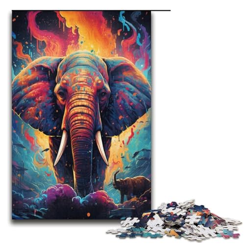 1000-teiliges Puzzle bunter Elefant für Erwachsene und Kinder Papierpuzzle pädagogisches Spielzeug zum Stressabbau Puzzle 1000 Teile (38 x 26 cm) von linghhiming