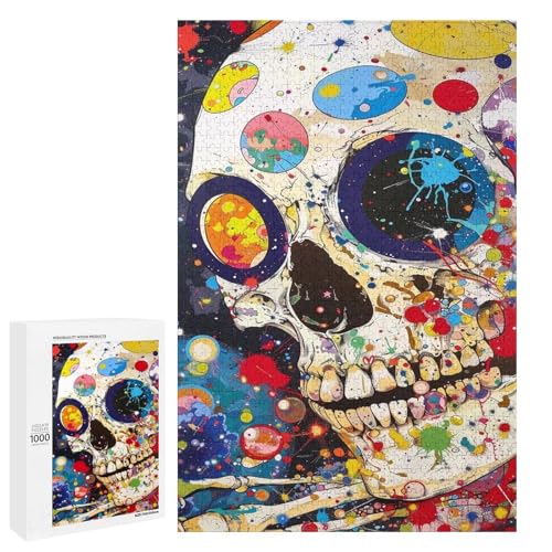 1000 teiliges Puzzle bunter Totenkopf für Erwachsene und Kinder Holzpuzzle pädagogisches Spielzeug zum Stressabbau 75 x 50 cm 1000 teiliges Puzzle bunter Totenkopf für Erwachsene und Kinder Holzpuzzle pädagogisches Spielzeug zum Stressabbau 75 x 50 cm von linghhiming