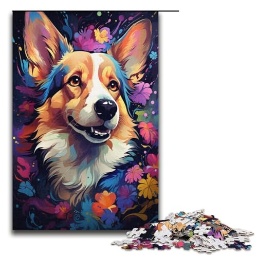 1000-teiliges Puzzle buntes Corgi-Hunde-Puzzle Papierpuzzle Lernspiele Heimdekoration 1000 Teile (38 x 26 cm) von linghhiming