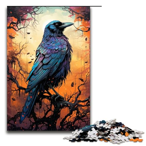 1000-teiliges Puzzle farbenfrohe Fantasie-Krähe Holzpuzzle Lernspiele Heimdekoration 1000 Teile (75 x 50 cm) von linghhiming