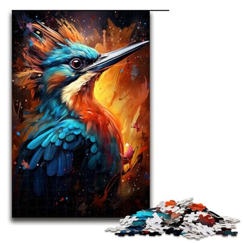 1000-teiliges Puzzle farbenfrohe Zeichnung eines Spechts Holzpuzzle für Erwachsene und Kinder pädagogisches Spielzeug zum Stressabbau Puzzle 1000 Teile (75 x 50 cm) von linghhiming