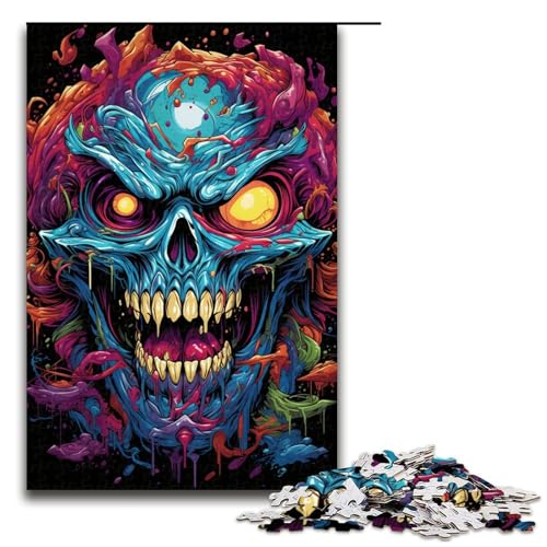 1000 teiliges Puzzle farbenfrohe psychedelische Monster Puzzles für Erwachsene Holzpuzzle Familienspiele (Größe 75 x 50 cm) von linghhiming