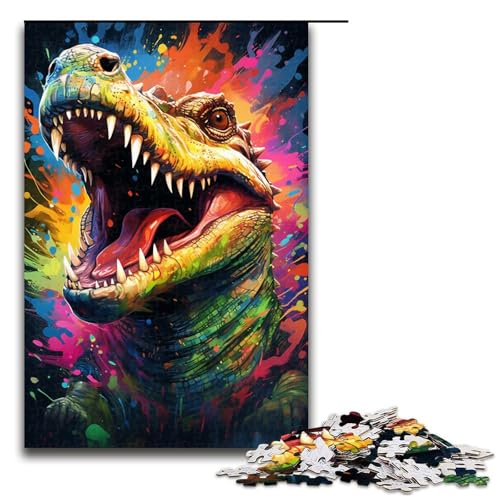 1000-teiliges Puzzle farbenfrohes Fantasie-Krokodil-Puzzle für Erwachsene Holzpuzzle anspruchsvolles Spiel 1000 Teile (75 x 50 cm) von linghhiming