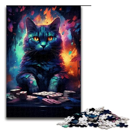 1000-teiliges Puzzle farbenfrohes exotisches Katzen-Puzzle für Erwachsene Holzpuzzle anspruchsvolles Spiel 1000 Teile (75 x 50 cm) von linghhiming
