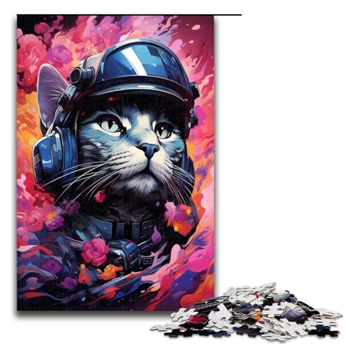 1000-teiliges Puzzle farbenfrohes exotisches Katzen-Puzzle mit Sternenhimmel für Erwachsene Holzpuzzle Familienspiel 1000 Teile (75 x 50 cm) von linghhiming