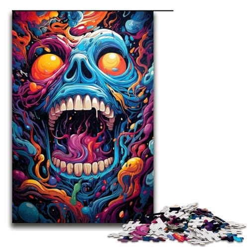 1000 teiliges Puzzle farbenfrohes psychedelisches Monster Puzzle für Erwachsene anspruchsvolles Holzpuzzle (Größe 75 x 50 cm) von linghhiming