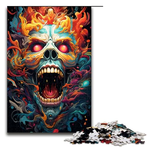 1000 teiliges Puzzle farbenfrohes psychedelisches Monster Puzzle für Erwachsene anspruchsvolles Holzpuzzle (Größe 75 x 50 cm) von linghhiming