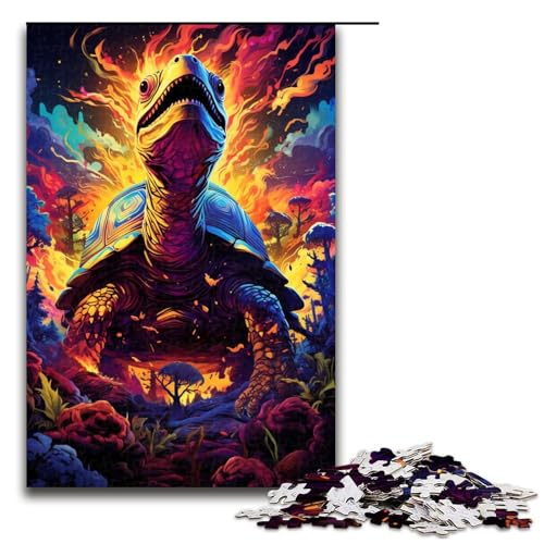 1000 teiliges Puzzle farbenfrohes psychedelisches Monster Schildkröten Puzzle Holzpuzzle Lernspiele Heimdekoration (Größe 75 x 50 cm) von linghhiming
