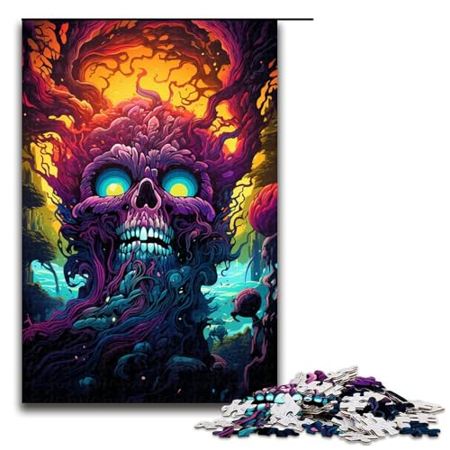 1000 teiliges Puzzle farbenfrohes psychedelisches Monster für Erwachsene und Kinder Holzpuzzle pädagogisches Spielzeug zum Stressabbau (Größe 75 x 50 cm) von linghhiming