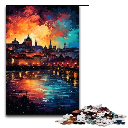 1000 teiliges Puzzle für Erwachsene „Die farbenfrohe Psychedelia der Prager Burg Lernspiel Herausforderung Spielzeug Kunstwerk Geschenk 75 x 50 cm von linghhiming