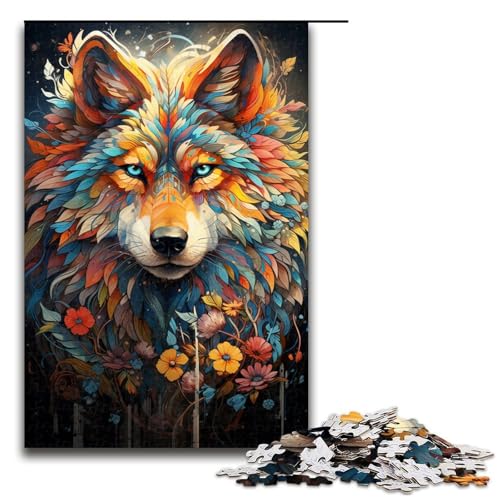 1000 teiliges Puzzle für Erwachsene „Die farbenfrohe Psychedelia des Blumenwolfs Lernspiel Herausforderung Spielzeug Kunstwerk Geschenk 75 x 50 cm von linghhiming
