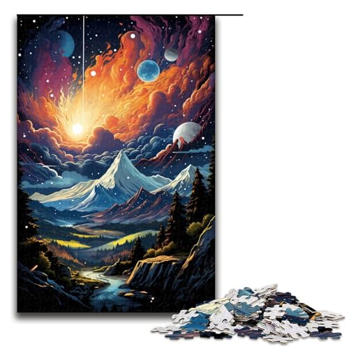 1000 teiliges Puzzle für Erwachsene „Die farbenfrohe Psychedelia des kosmischen Berges Holzpuzzle für Erwachsene und Kinder Stressabbau Tool 75 x 50 cm von linghhiming