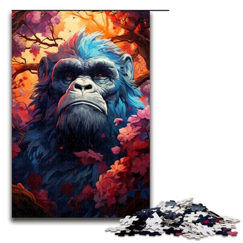 1000-teiliges Puzzle für Erwachsene „EIN Gorilla in den Blumen“ Puzzle Mitmachspiel 1000 Teile (75 x 50 cm) von linghhiming