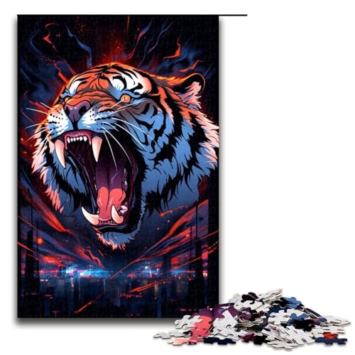 1000 teiliges Puzzle für Erwachsene Anime Art Tiger Puzzles für Erwachsene Holzpuzzle anspruchsvolles Spiel 1000 Teile (75 x 50 cm) von linghhiming