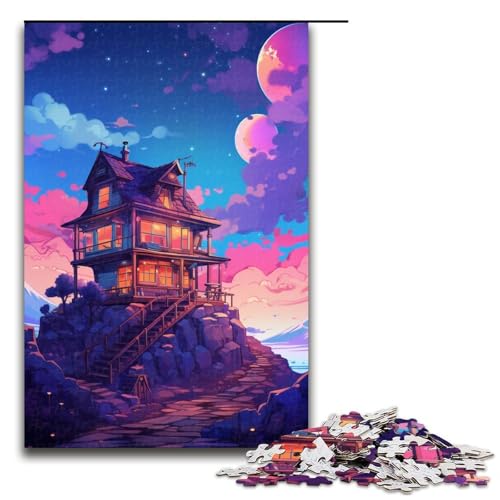 1000-teiliges Puzzle für Erwachsene Anime-Haus-Puzzle praktisches Spiel 1000 Teile (75 x 50 cm) von linghhiming