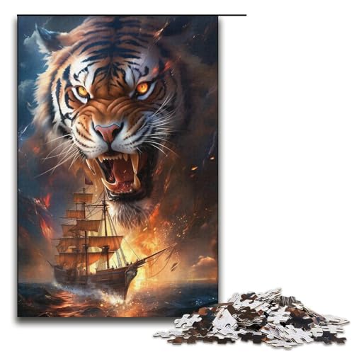 1000-teiliges Puzzle für Erwachsene Anime-Kunst Tiger Papierpuzzle für Erwachsene und Kinder Stressabbau-Tool 1000 PCS (38 x 26 cm) von linghhiming
