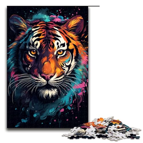 1000 teiliges Puzzle für Erwachsene Aquarellmalerei Tiger Puzzle für Lernspiele Herausforderung Spielzeug Kunstwerk Geschenk 75 x 50 cm von linghhiming