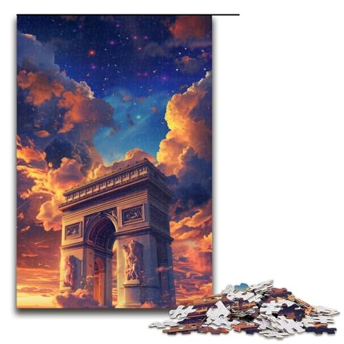 1000-teiliges Puzzle für Erwachsene Arc de Triomphe Puzzle für Kinder Holzpuzzle Lernspiel für Erwachsene 1000 Teile (75 x 50 cm) von linghhiming