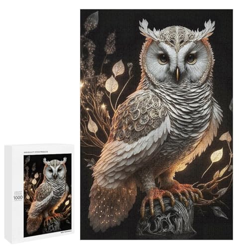 1000 teiliges Puzzle für Erwachsene Art Owl runde Holzpuzzles Lernspiel für Erwachsene Herausforderungsspielzeug (75 x 50 cm) von linghhiming